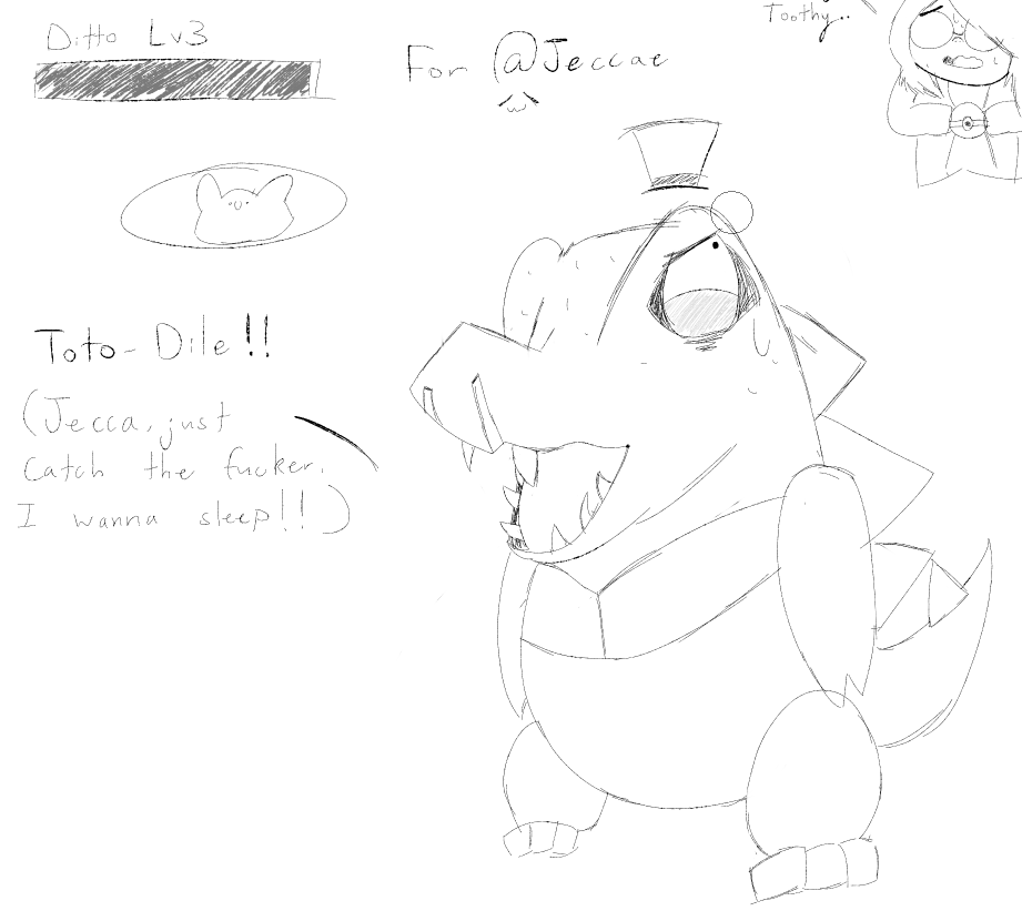 Drawing of Pokemon Totodile